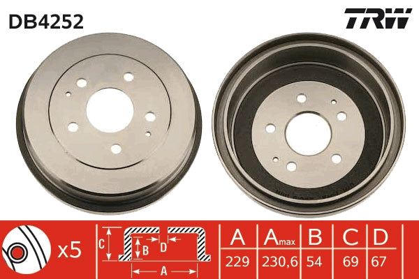 TRW MOTO DB4252 Brake Drum