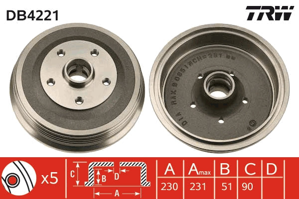 TRW MOTO DB4221 Brake Drum