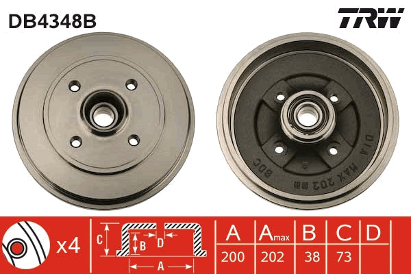 TRW MOTO DB4348B Brake Drum