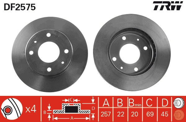 TRW MOTO DF2575 Brake Disc