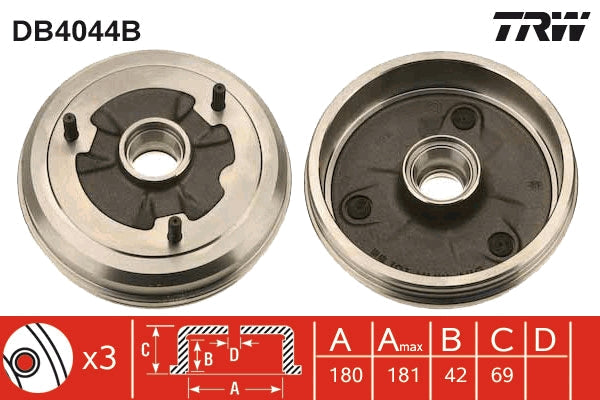 TRW MOTO DB4044B Brake Drum