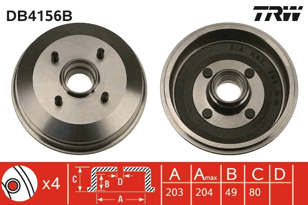 TRW MOTO DB4156B Brake Drum