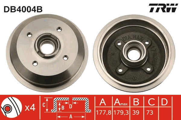TRW MOTO DB4004B Brake Drum
