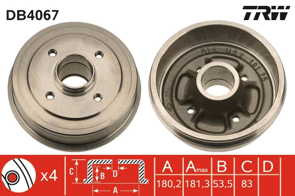 TRW MOTO DB4067 Brake Drum