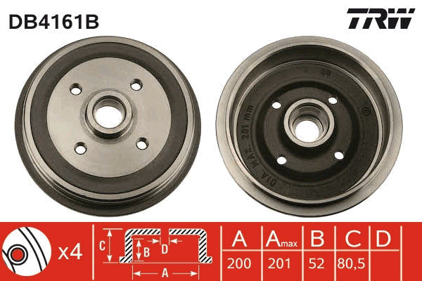 TRW MOTO DB4161B Brake Drum