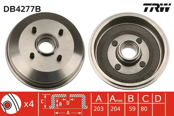 TRW MOTO DB4277B Brake Drum