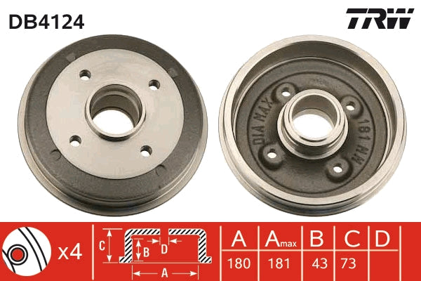 TRW MOTO DB4124 Brake Drum