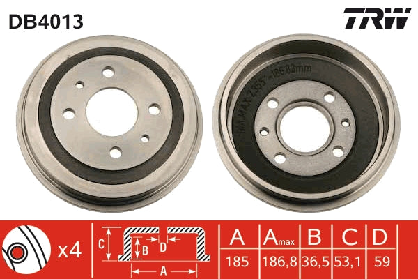 TRW MOTO DB4013 Brake Drum