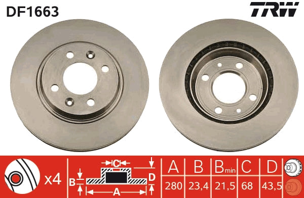 TRW MOTO DF1663 Brake Disc