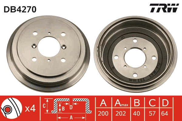 TRW MOTO DB4270 Brake Drum