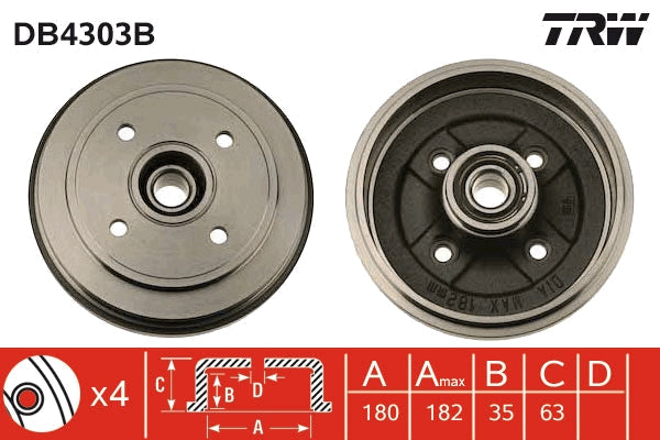 TRW MOTO DB4303B Brake Drum