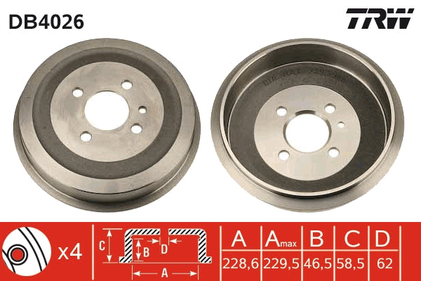 TRW MOTO DB4026 Brake Drum