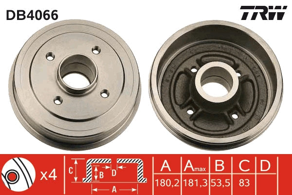 TRW MOTO DB4066 Brake Drum