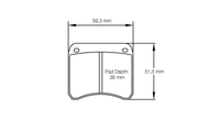 PAGID RSH 42 10.5MM BRAKE PADS AP RACING CP 3696-6 E0 CALIPER - Pagid shape S1362 line drawing
