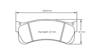 PAGID RSL 2 29MM BRAKE PADS ALCON CAR9549 D52 CALIPER - Pagid shape S2488 line drawing