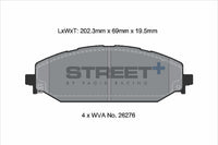 PAGID Racing T8239SP2001 STREET+ Brake Pads - Pagid Street+ pad line drawing