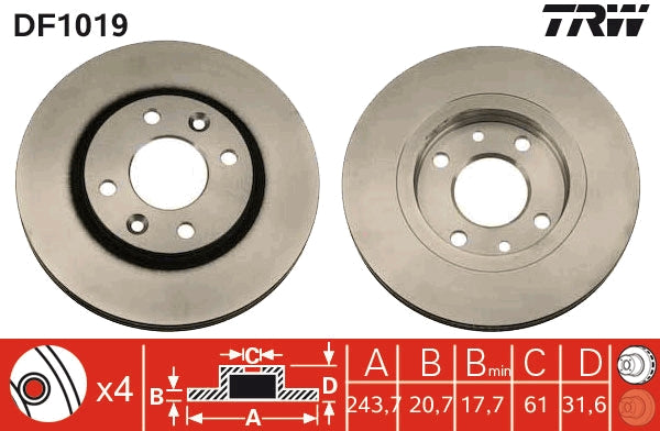 TRW MOTO DF1019 Brake Disc