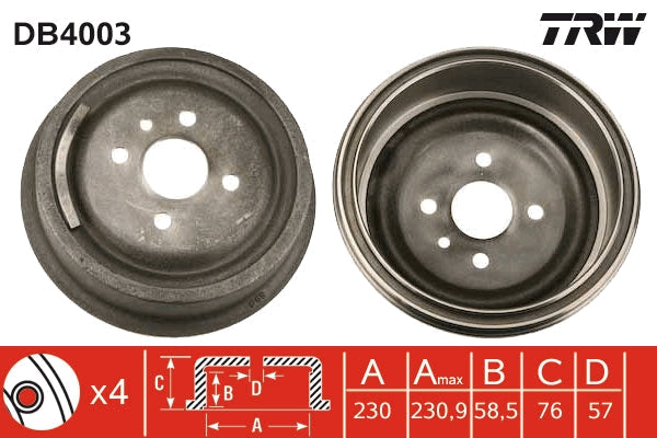 TRW MOTO DB4003 Brake Drum