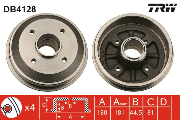 TRW MOTO DB4128 Brake Drum