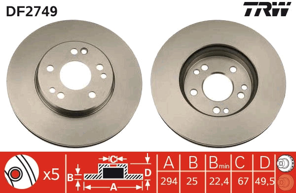 TRW MOTO DF2749 Brake Disc