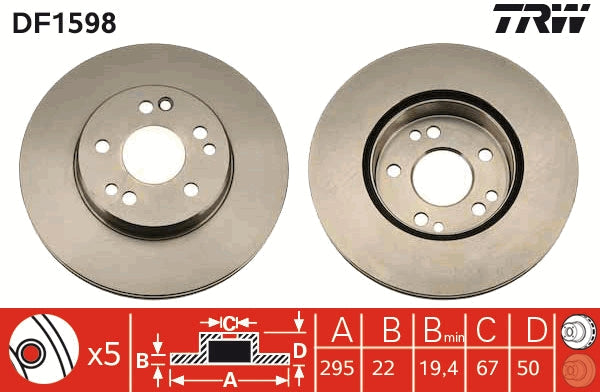 TRW MOTO DF1598 Brake Disc
