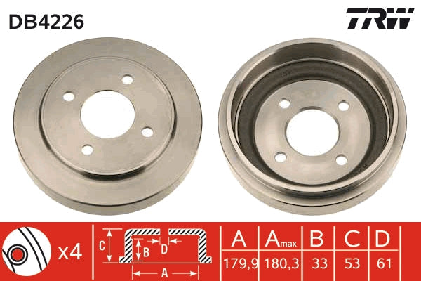 TRW MOTO DB4226 Brake Drum