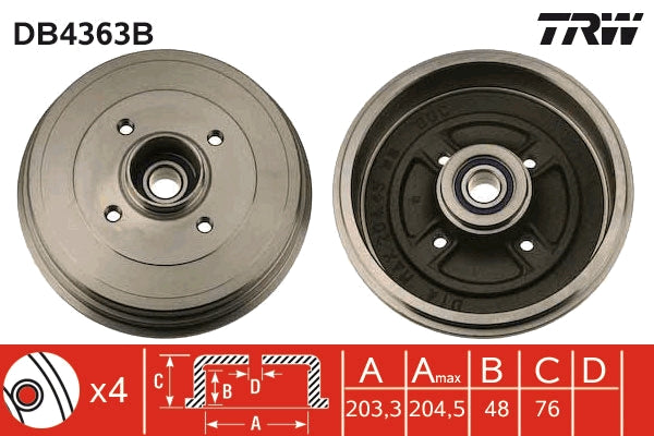 TRW MOTO DB4363B Brake Drum