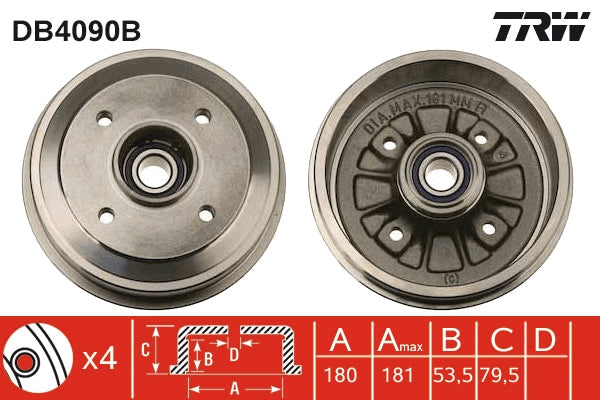 TRW MOTO DB4090B Brake Drum