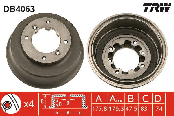 TRW MOTO DB4063 Brake Drum