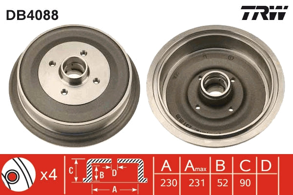 TRW MOTO DB4088 Brake Drum