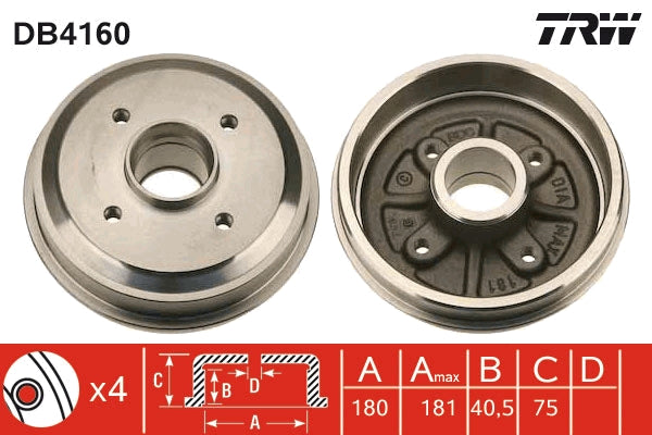TRW MOTO DB4160 Brake Drum