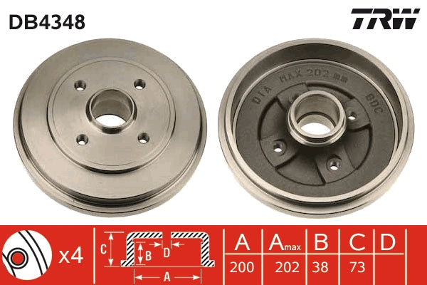 TRW MOTO DB4348 Brake Drum