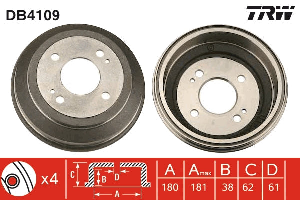 TRW MOTO DB4109 Brake Drum