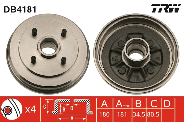 TRW MOTO DB4181 Brake Drum