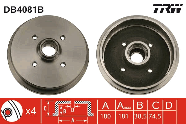 TRW MOTO DB4081B Brake Drum
