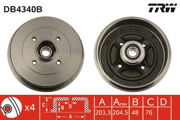 TRW MOTO DB4340B Brake Drum
