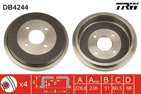 TRW MOTO DB4244 Brake Drum