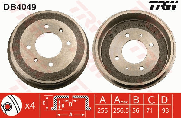 TRW MOTO DB4049 Brake Drum